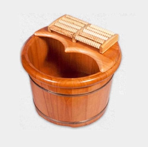 Bañera para pies de roble natural con masaje