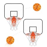 Mini Basketball Hoop Trash Can Set with Bouncy Ball, Clip-On Hoop & Backboard for Office Desk, Bedroom & Classroom - Wall Mount Stress Relief, Sports Decor, Fun Desk Accessory for Adults (with 2 ball)