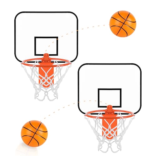 Mini Basketball Hoop Trash Can Set,Indoor Wall-Mounted Basketball Hoop with Soft Silent Foam Ball, Wall Mount, Door Hanging, Bathtub Play, Trash Can Game - Fun Gift for Birthday, Classroom Prizes