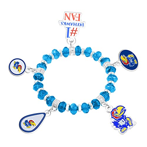 Match-Up Promotions NCAA Kansas Jayhawks Five Charm Logo Beaded Bangle Bracelet