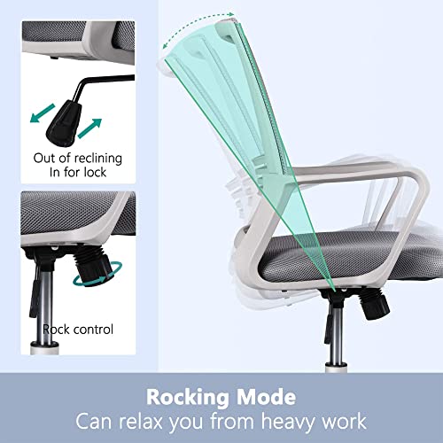 Smugdesk Ergonomic Mid Back Breathable Mesh Swivel Desk Chair With Adjustable Height And Lumbar Support Armrest For Home, Office, And Study, Gray #TOP5