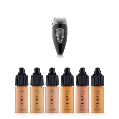 TEMPTU Perfect Canvas Hydra Lock Airbrush Foundation Starter Set, Light/Medium & Airpod Pro Cartridge Bundle