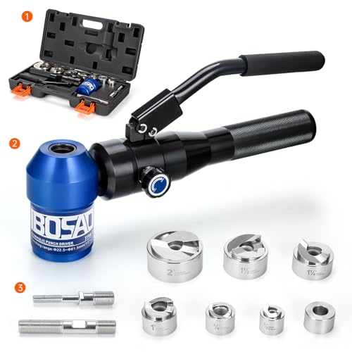 IBOSAD Aluminum Alloy Hydraulic Knockout Hole Punch Driver Kit 1/2 to 2 inch Electrical Conduit Hole Cutter Set KO Tool Kit Metal Sheet Puncher (TPA-8-NEW) by IBOSAD - Used condition - US$95.51