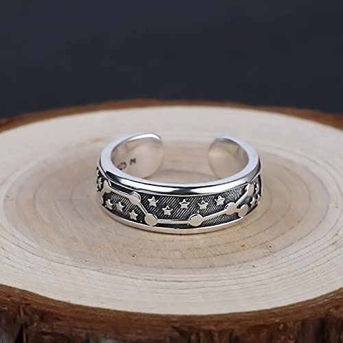 Bague Sept étoiles pour hommes cadeau idéal style rétro argenté
