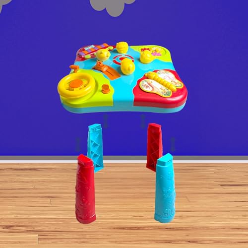 Image of Genie's Toy Bus Musical Learning Activity Table for Toddlers I Educational Development Centre with Piano, Shape Sorter, Driving Car, Light and Music I Interactive Play Station for 12+ Months
