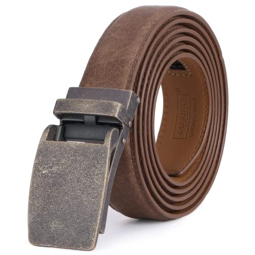 Image of Marino Avenue Ratchet Belt for Men. Adjustable Leather Dress Belt with 38 Easy to Click Into Place Ratchet Closures.