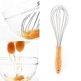 Abcidubxc 30,5 cm Eierrührer, mit Holzgriff, Schneebesen, Creme-Mischer, einfach zu benutzen und zu reinigen