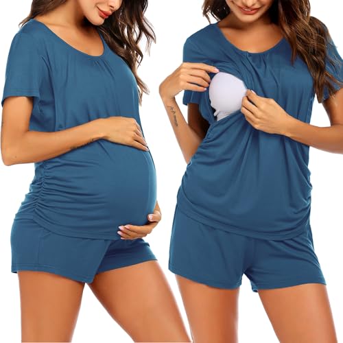 Image of Ekouaer Womens Nursing Pajamas Maternity Breastfeeding Pjs Sleepwear Layer Soft Postpartum Lounge Set Pregnancy Clothes