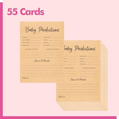 Image of 55PCS Baby Predictions and Advice Cards, Double Sided Baby Shower Decorations Cards Wishes to Baby for Parents
