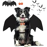 Dog Halloween Bat Costume, Adjustable Cat Bat Wings Cosplay Pet Costumes with Pumpkin Bells for Medium Large Dogs (Large)