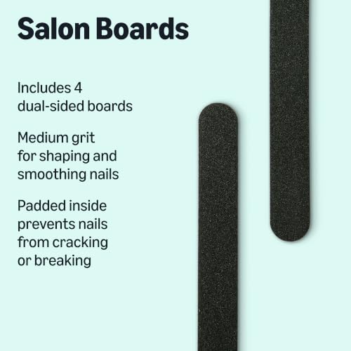 Amazon Basics Double Sided Nail Files Salon Boards 4-Pack for Nail Care and Shaping, Black - image 2
