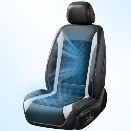 Image of Coverado 8 Cooling Fans Car Seat Cover, 2026 New Upgrade 12V-24V Ventilated Cushion, Cool Protector for Car SUV Pickup Universal Fit, Jet Black