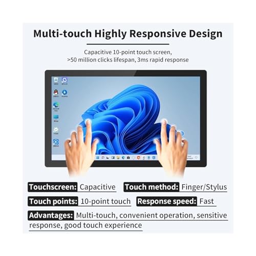 Image of Heavy Duty Industrial Touch Monitor PC, 18.5 inch All-in-One System, 8GB RAM 256GB SSD, Wide Voltage Input