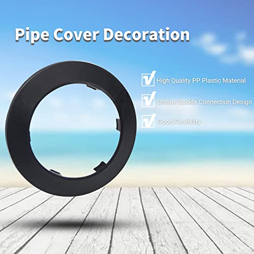 75mm/2.95" Pipe Collar, 4Pcs Black Pipe Cover Radiator Plastic Waste Pipe Collar for Tube Decoration - Image 2