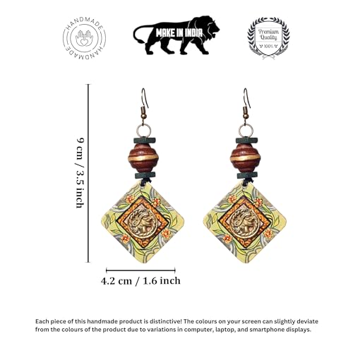 Image of Handcrafted Boho & Ethnic Earrings for Women - Wooden & Brass Statement Designs in Loop, Swing & Motif Styles