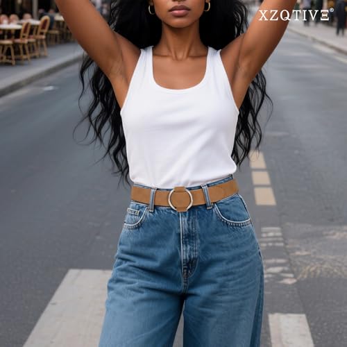 XZQTIVE Women Suede Belt Fashion Leather Belts With Silver Buckle Ladies Waist Belt For Jean Pant4