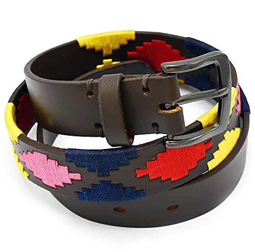 Lifeline Instruments Cinturón De Polo Argentino De Cuero Marrón Bordado Para Hombres Y Mujeres Unisex 40" Cover