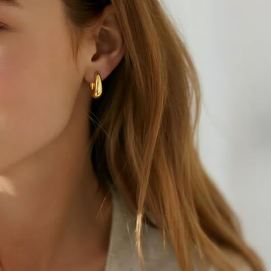 Gold Hoop Earrings for Women 14K Gold Earrings for Women Design Hypoallergenic Lightweight Gold Hoop Earrings Hoops - Image 2