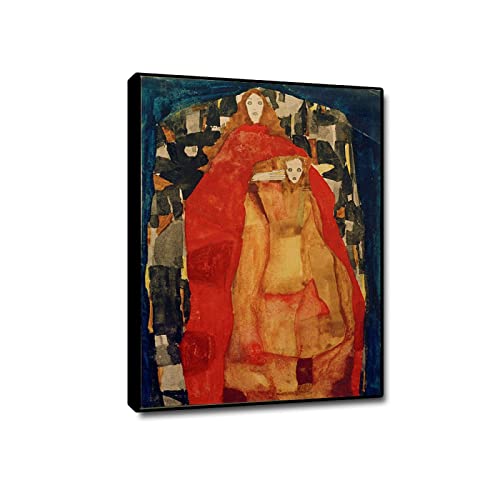 Mère avec enfant dans un manteau rouge Egon Schiele grand tableau déco pour mur vide