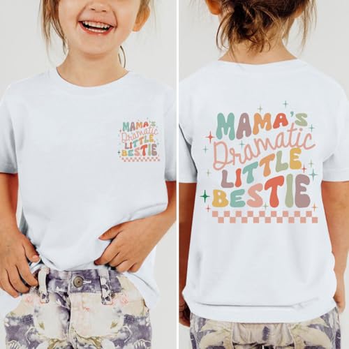 Mama's Dramatic Little Bestie Shirts for Girls Best Friend Besties Shirt Cute Graphic Tees Kid Cotton Casual Tops2