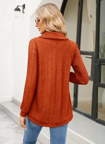 Image of Bulotus Tunic Sweaters for Women 2025 Turtleneck Sweater Pullover Lightweight Warm Tunic Tops for Leggings Loose Fit