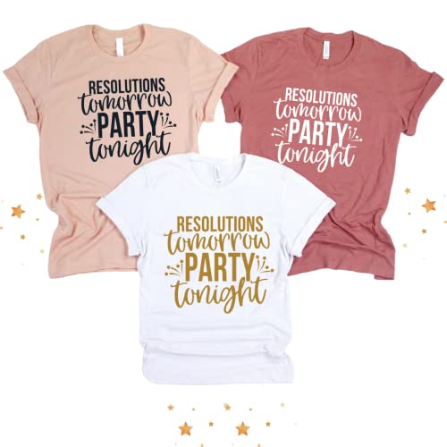 Resolutions Tomorrow Party Tonight New Years Eve Matching Shirts, Funny New Years Family Pajamas Matching Sets 2021, Happy New Year 2022 Matching T-shirt for NYE Party.