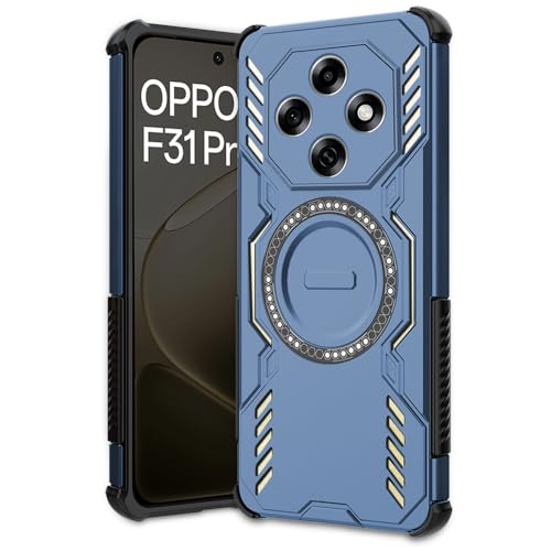Image of AESTMO Back Case Cover for Oppo F31 Pro 5G | Magnetic Case with Built-in Metal Ring | Compatible with MagSafe Accessories | Shockproof Hybrid (PC + TPU (Blue)