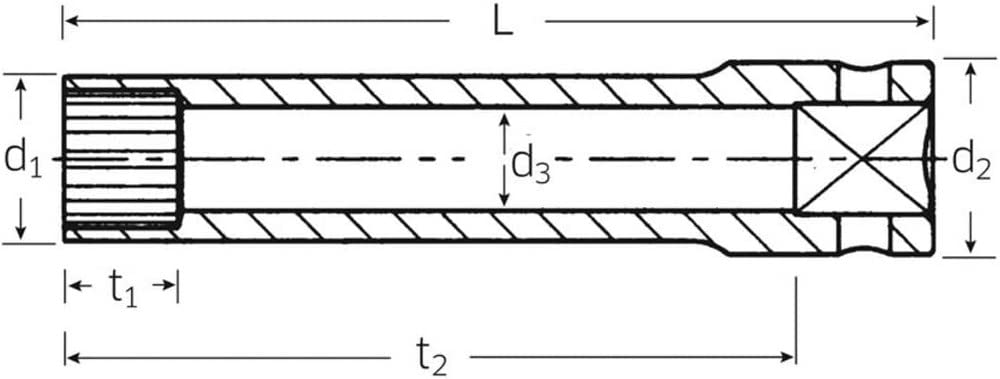 Stahlwille 01021008 3 mm (1/4") Long Spline Drive Socket, Made of High Performance Steel, Chrome-Plated with Extra Deep Bolt Clearance for External