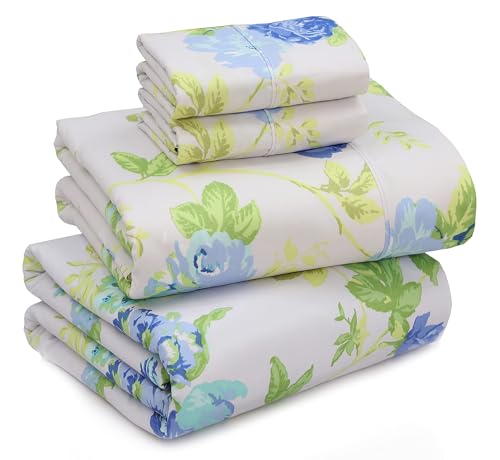 RUVANTI King Size Sheets Set, Brushed Microfiber Sheets 4 Pieces (1 Fitted Sheet, 1 Flat Sheet, 2 Pillowcases), with 15-inch Deep Pockets, Lightweight & Compfy Premium Hotel Bedding, Vitality