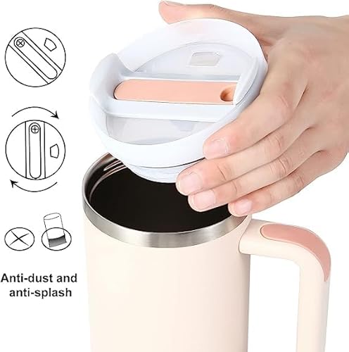 Raepperhan 40Oz Car Travel Mug With Handle And Straw Lid | Stainless Steel Insulated Mug | Hot & Cold Drink Mug Mug, Fitness & Sports Mug (Glacier Green) #TOP1