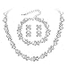 BriLove Wedding Bridal Simulated Pearl Necklace Bracelet Earrings Jewelry Set for Women Crystal Flower Collar Necklace Tennis Bracelet Drop Earrings Set Clear Silver-Tone