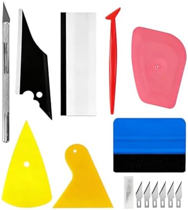 Osilly 13PCS Car Window Tint Tools Kit, Vehicle Window Glass Protective Film Installing Tool Included Felt Squeege Cutting Knife, Auto Vinyl Wrap Tinting Tools, Universal for SUV RV Truck
