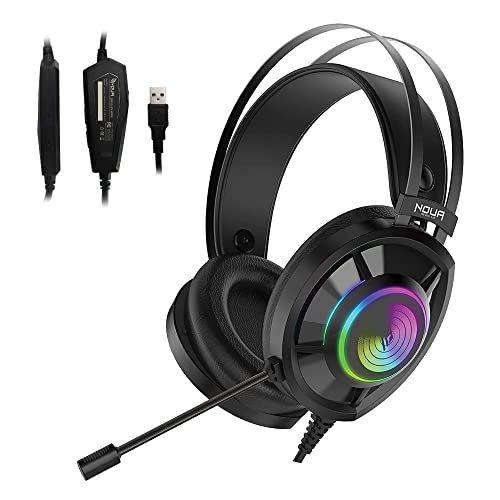 Noua Echo USB-Gaming-Kopfhörer Rainbow Over-Ear mit 50 mm Treiber, Surround 7.1 Sound Kopfhörer mit flexiblem Mikrofon, Headset für PC, Mac, Laptop