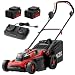 MZK 40V 41cm Cordless Electric Lawn Mower, 2-in-1 Brushless Push Mower with 5 Adjustable Cutting Heights, Includes 2x 4.0Ah Batteries, Charger & 42L Grass Collection Box