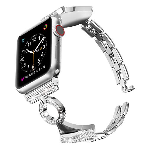 Bänder Kompatibel mit Apple Watch 42mm 44mm Iwatch Series 6 5 4 3 2 1 / Apple Watch SE, Damen Edelstahl Schmuck Armband Armreif Ersatz Armband