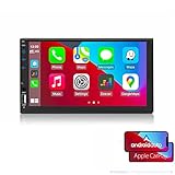 GOFORJUMP Ricevitore Audio autoradio Doppio DIN da 7 Pollici, Integrato in Carplay, Supporto Auto Android, Mirror Link/Bluetooth/USB/TF/AUX/FM