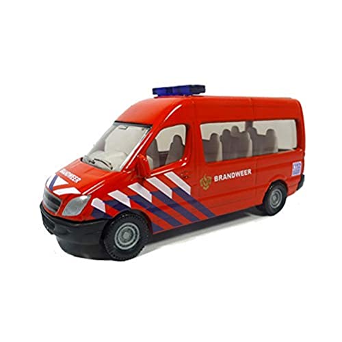 SIKU 0808003, Transporteur de Pompiers Pays-Bas, Métal/Plastique, Rouge, Attelage de remorque, Voiture Jouet pour Enfants Cover