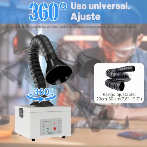 Miniatura 3 de Cissiyog Absorbe Humo De Soldadura, 45 W, Aspiración De Humo Con 3 Niveles De Filtro, Volumen De Aire 180 M H, Silencioso, Limpieza De Humo Para Soldadura Láser, Extracción De Humos