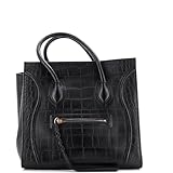 Celine, Pre-Loved Phantom Bag Crocodile Embossed Leather Medium, Black