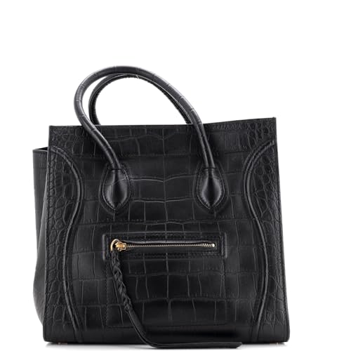 Celine, Pre-Loved Phantom Bag Crocodile Embossed Leather Medium, Black