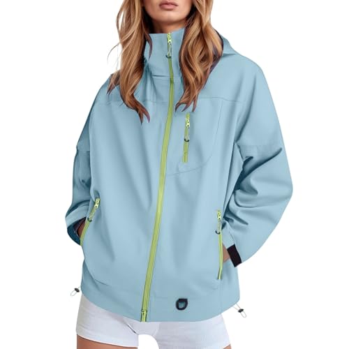 Blouson coupe-vent femme à capuche veste légère de mi-saison décontractée