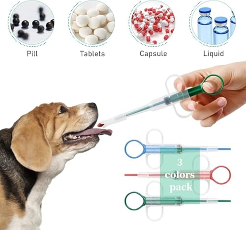 RODISHOMM 3 Stück Tablettenverabreichung Feeder, Pillenwerfer für Katzen, Medikamenten Feeder für kleine Hunde, Tablettenpusher für Haustiere, Tabletten Shooter für Katzen und kleine Hunde