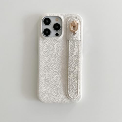Étui en cuir iPhone 14 Pro Max blanc tendance pour le quotidien et les sorties