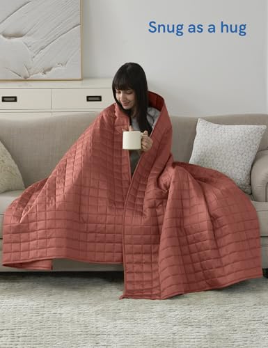 Image of YnM Cooling Weighted Blanket for Adults, 20lbs Heavy Bed Throw for One Person of 190lbs, Perfect for Hot Sleepers or Warm Climates with Rayon /Glass Beads(60x80 Inches, Queen Bed, Carribean Sunset)