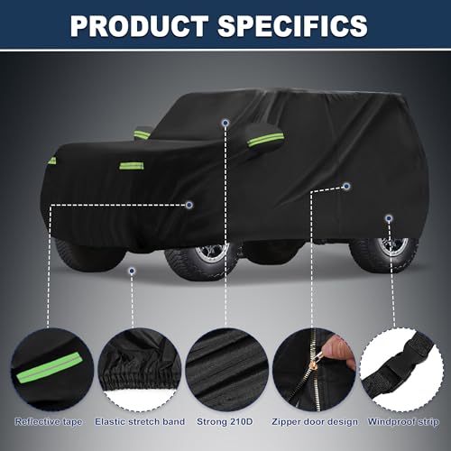 A ABSOPRO Full Exterior Cover with Driver Door Zipper Car Cover Waterproof All Weather for Ford Bronco 4 Door 2021-2023 210D Oxford Cloth by A ABSOPRO - Used condition - Image 2