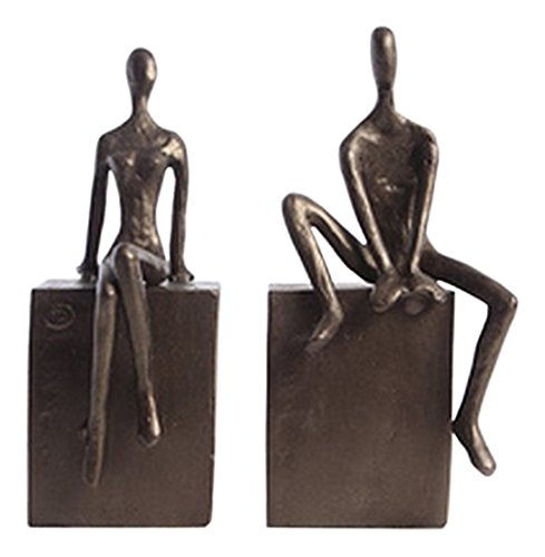 Danya B. Zi8051 Home And Office Shelf Decor - Metal Bookend Set - Man And Woman Sitting On A Block #TOP10