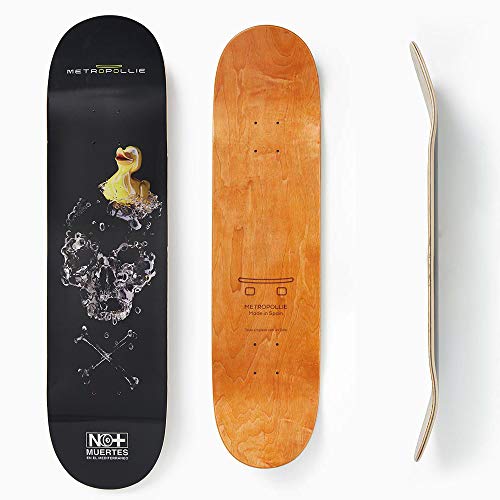Metropollie Planche de Skate Crâne à Eau 8.125, Skate pour Enfants Filles Adolescentes Adultes Débutants, Planche à 7 Couches 100% Bois d'érable Canadien Hard Rock, Noir, 8.125 Pouces Cover