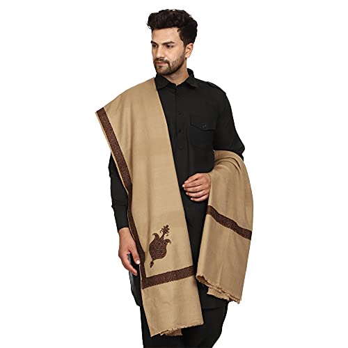Image of SWI WITH LABEL Men's Kashmiri Embroidered Wool Shawl