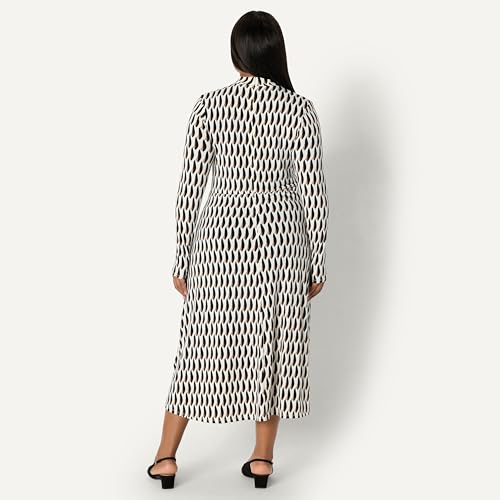 Amazon Essentials Women's Fit and Flare Jersey Long-Sleeved Maxi Dress, Ivory Washed Bronze Geo, X-Large - image 7