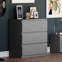 Vida Designs Denver 3 Drawer Chest of Drawers Grey – Modern Wooden Storage Unit